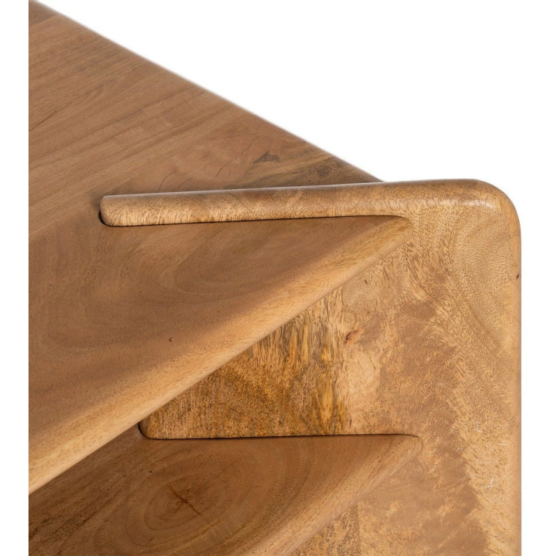 Grande Table basse Japandi Rectangulaire 1 étagère 121 cm Naturel Galt 