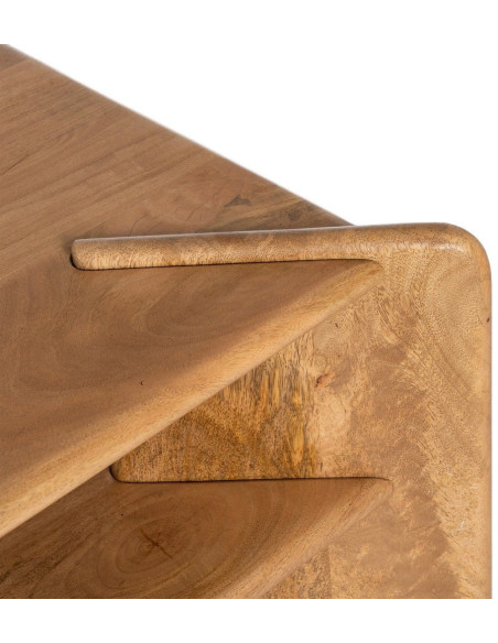 Grande Table basse Japandi Rectangulaire 1 étagère 121 cm Naturel Galt 