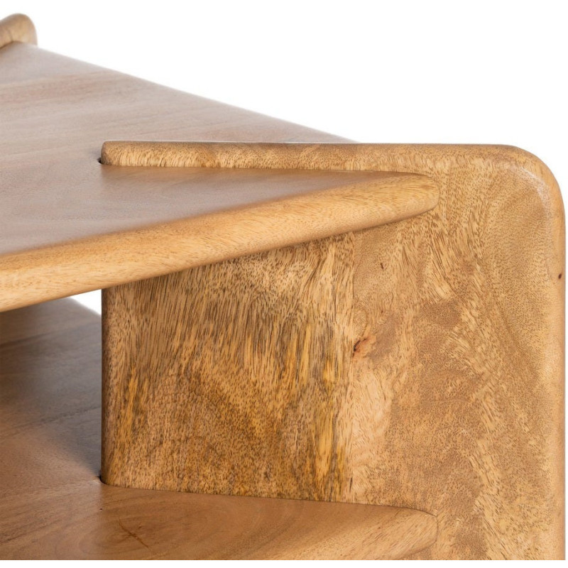 Grande Table basse Japandi Rectangulaire 1 étagère 121 cm Naturel Galt 