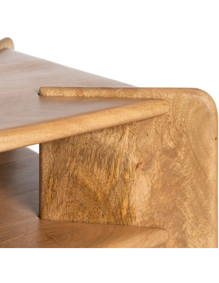 Grande Table basse Japandi Rectangulaire 1 étagère 121 cm Naturel Galt 