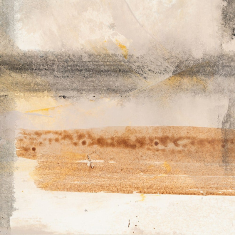 Tableau mural peint sous verre abstrait Beige Ocre & Sable Cadre Bois d'ayous noir 80x80 Lyrik (Lot de 2) - 4