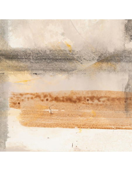 Tableau mural peint sous verre abstrait Beige Ocre & Sable Cadre Bois d'ayous noir 80x80 Lyrik (Lot de 2) - 4