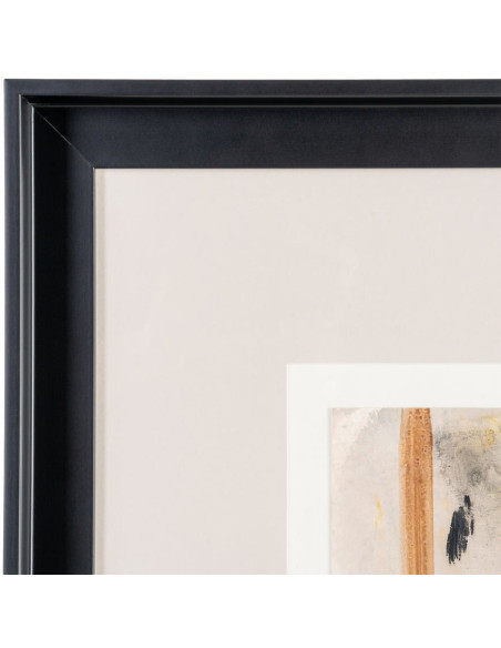 Tableau mural peint sous verre abstrait Beige Ocre & Sable Cadre Bois d'ayous noir 80x80 Lyrik (Lot de 2) - 6