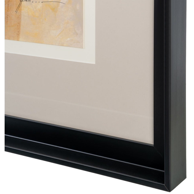 Tableau mural peint sous verre abstrait Beige Ocre & Sable Cadre Bois d'ayous noir 80x80 Lyrik (Lot de 2) - 7