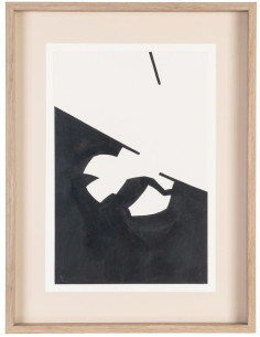 Tableau mural peint sous verre Abstrait Noir & Blanc Cadre Bois d'ayous effet bois 60x80 Nayor (Lot de 2) - 1 2