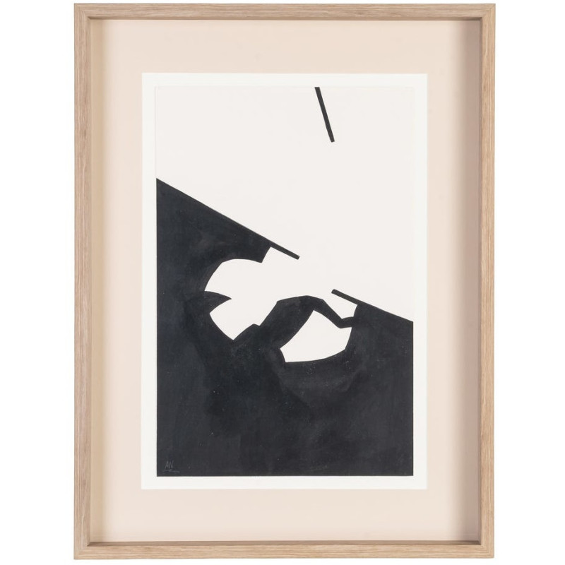 Tableau mural peint sous verre Abstrait Noir & Blanc Cadre Bois d'ayous effet bois 60x80 Nayor (Lot de 2) - 2