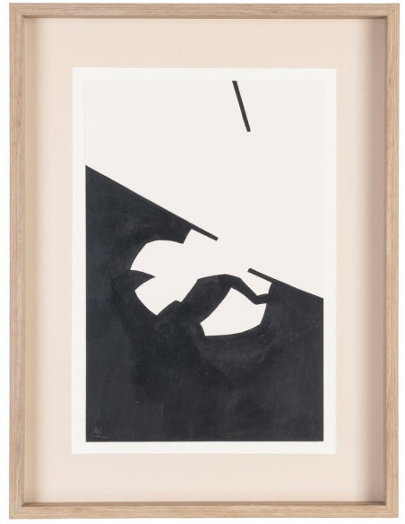 Tableau mural peint sous verre Abstrait Noir & Blanc Cadre Bois d'ayous effet bois 60x80 Nayor (Lot de 2) - 2