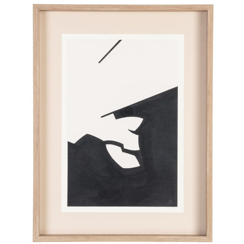 Tableau mural peint sous verre Abstrait Noir & Blanc Cadre Bois d'ayous effet bois 60x80 Nayor (Lot de 2) - 3