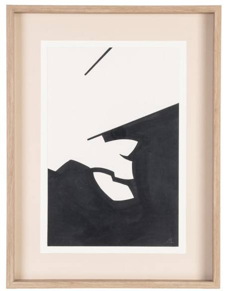 Tableau mural peint sous verre Abstrait Noir & Blanc Cadre Bois d'ayous effet bois 60x80 Nayor (Lot de 2) - 3