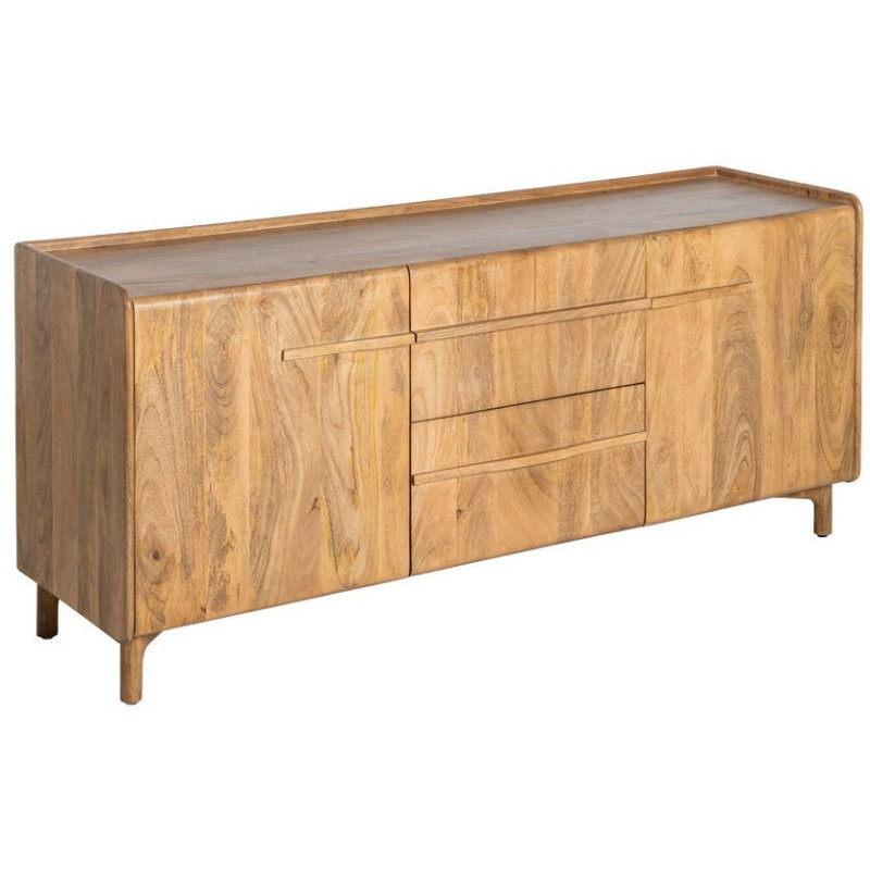 Buffet Japandi Bas 2 portes 2 tiroirs 160 cm Naturel Galt - 1