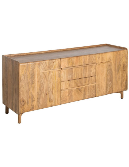 Buffet Japandi Bas 2 portes 2 tiroirs 160 cm Naturel Galt - 1