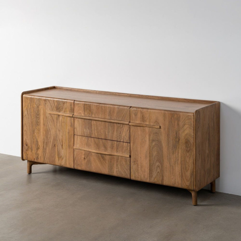 Buffet Japandi Bas 2 portes 2 tiroirs 160 cm Naturel Galt - 12