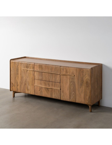 Buffet Japandi Bas 2 portes 2 tiroirs 160 cm Naturel Galt - 12