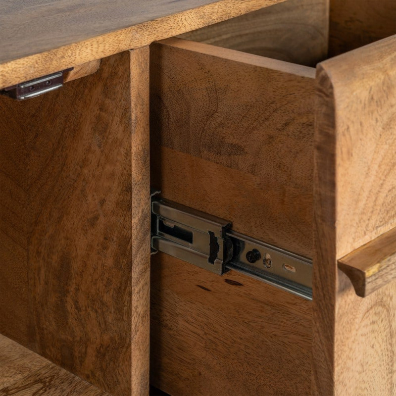 Buffet Japandi Bas 2 portes 2 tiroirs 160 cm Naturel Galt - 4