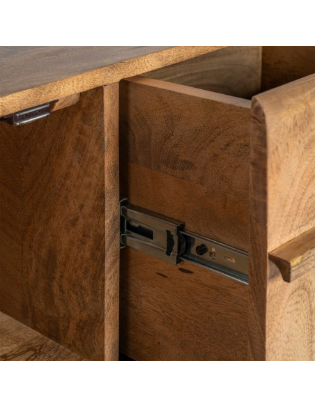 Buffet Japandi Bas 2 portes 2 tiroirs 160 cm Naturel Galt - 4