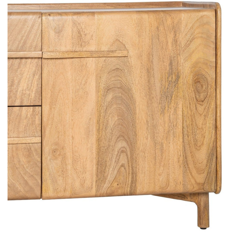 Buffet Japandi Bas 2 portes 2 tiroirs 160 cm Naturel Galt - 7