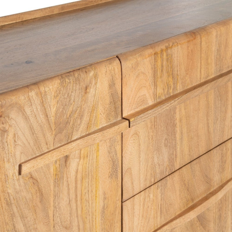 Buffet Japandi Bas 2 portes 2 tiroirs 160 cm Naturel Galt - 8