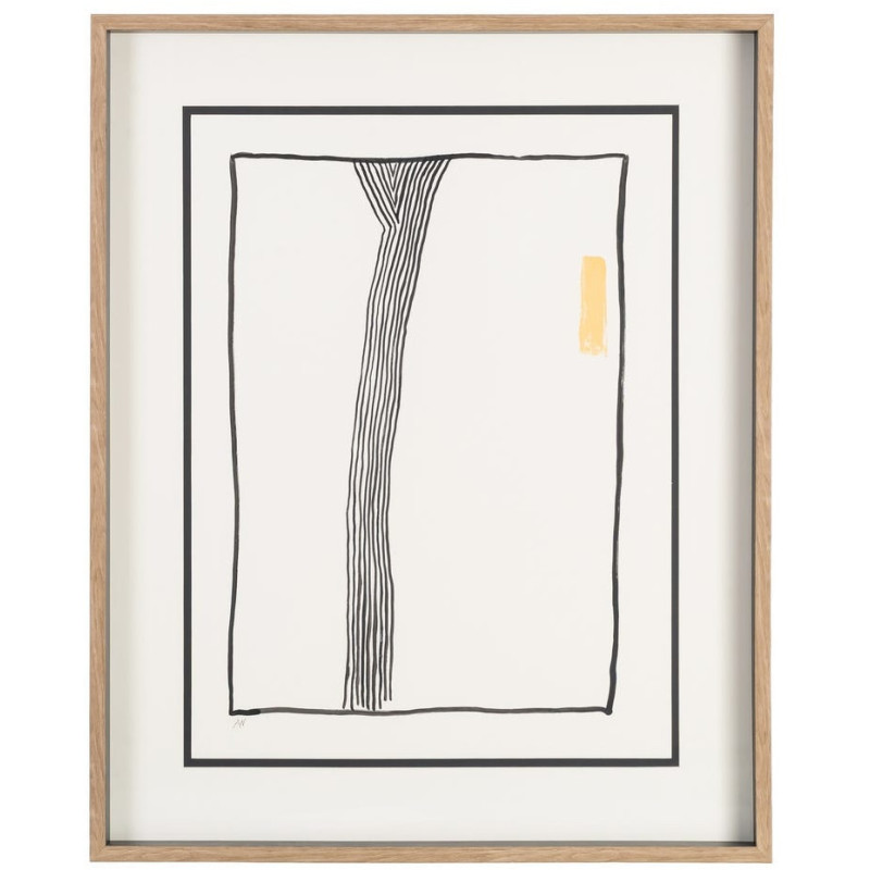 Grand Tableau mural peint sous verre abstrait Blanc Noir & Orange Cadre Bois d'ayous naturel 80x100 Savon (Lot de 2) 