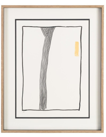 Grand Tableau mural peint sous verre abstrait Blanc Noir & Orange Cadre Bois d'ayous naturel 80x100 Savon (Lot de 2) 