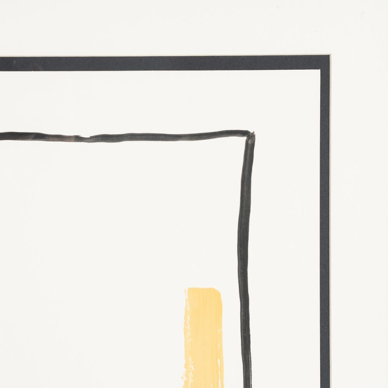 Grand Tableau mural peint sous verre abstrait Blanc Noir & Orange Cadre Bois d'ayous naturel 80x100 Savon (Lot de 2) 