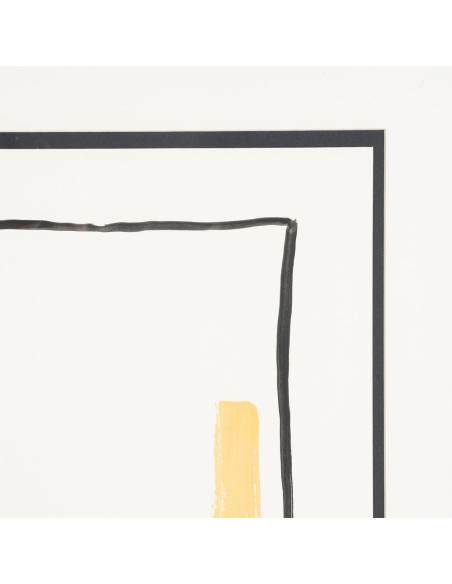 Grand Tableau mural peint sous verre abstrait Blanc Noir & Orange Cadre Bois d'ayous naturel 80x100 Savon (Lot de 2) 