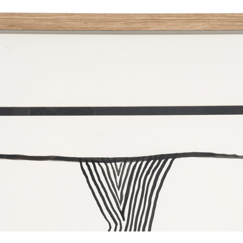 Grand Tableau mural peint sous verre abstrait Blanc Noir & Orange Cadre Bois d'ayous naturel 80x100 Savon (Lot de 2) 