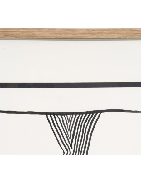 Grand Tableau mural peint sous verre abstrait Blanc Noir & Orange Cadre Bois d'ayous naturel 80x100 Savon (Lot de 2) 