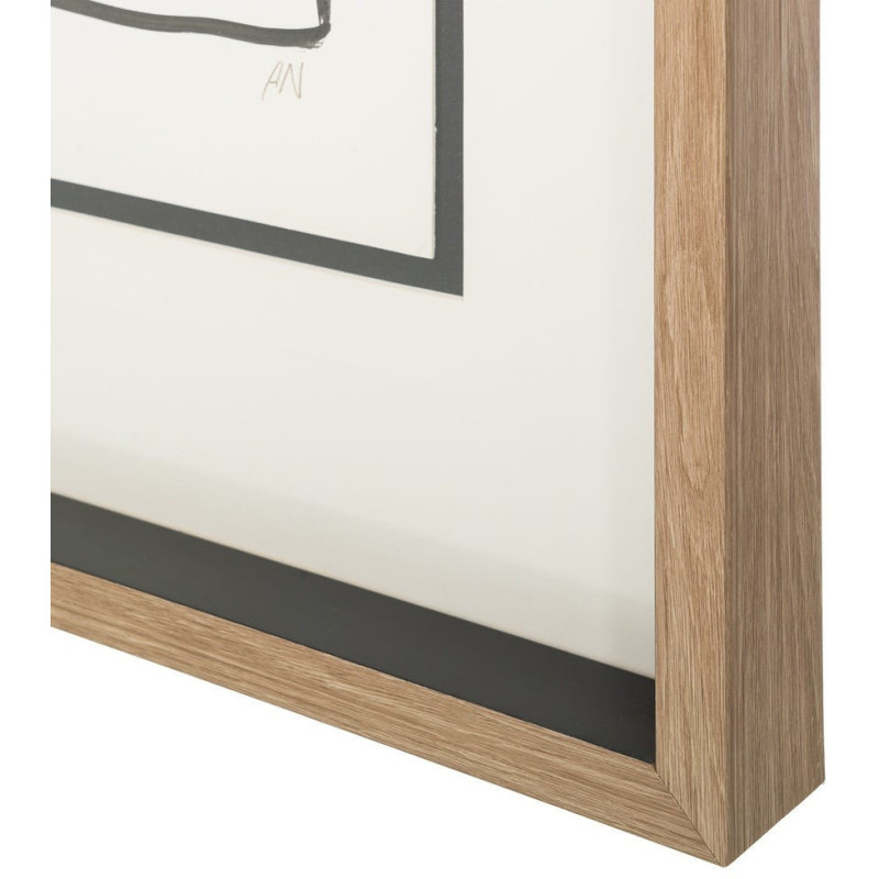 Grand Tableau mural peint sous verre abstrait Blanc Noir & Orange Cadre Bois d'ayous naturel 80x100 Savon (Lot de 2) 