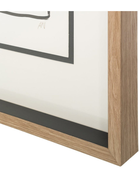 Grand Tableau mural peint sous verre abstrait Blanc Noir & Orange Cadre Bois d'ayous naturel 80x100 Savon (Lot de 2) 