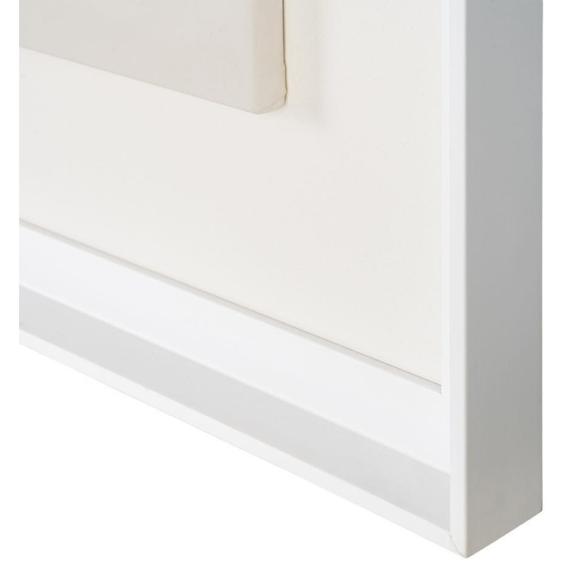 Toile murale peinte abstraite Lignes Beige Orange Bleu & Vert Cadre Bois d'ayous blanc 98x98 Torin (Lot de 2) 