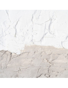 Grande Toile murale peinte abstraite relief Blanc crème Taupe & Grège Cadre Bois d'ayous blanc 130x160 Onvan 