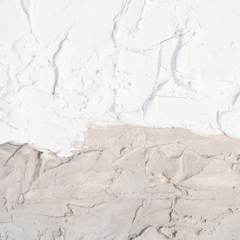 Grande Toile murale peinte abstraite relief Blanc crème Taupe & Grège Cadre Bois d'ayous blanc 130x160 Onvan 