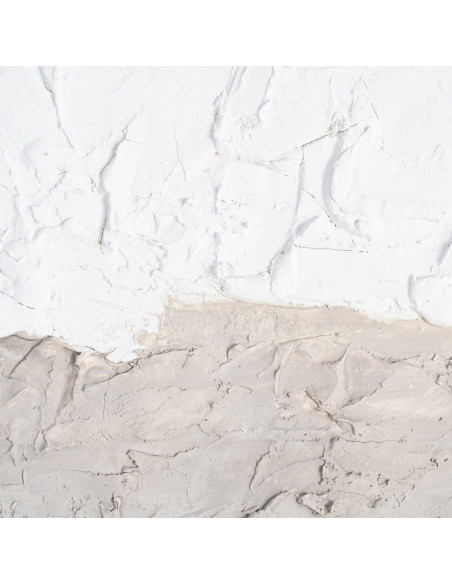 Grande Toile murale peinte abstraite relief Blanc crème Taupe & Grège Cadre Bois d'ayous blanc 130x160 Onvan 