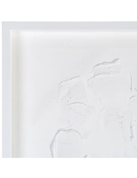 Grande Toile murale peinte abstraite relief Blanc crème Taupe & Grège Cadre Bois d'ayous blanc 130x160 Onvan 