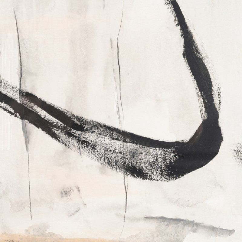 Grand Tableau mural peint sous verre abstrait Blanc Beige & Noir Cadre Bois d'ayous beige 80x100 Xiven (Lot de 2) 