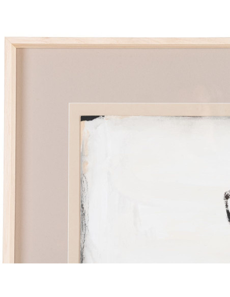 Grand Tableau mural peint sous verre abstrait Blanc Beige & Noir Cadre Bois d'ayous beige 80x100 Xiven (Lot de 2) 