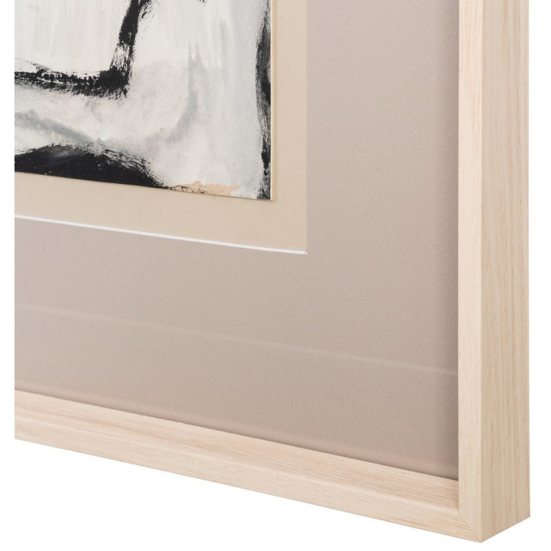 Grand Tableau mural peint sous verre abstrait Blanc Beige & Noir Cadre Bois d'ayous beige 80x100 Xiven (Lot de 2) 