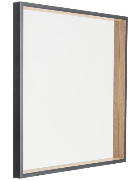 Miroir à poser moderne chic Carré 77x77 Naturel Noir Yaron 