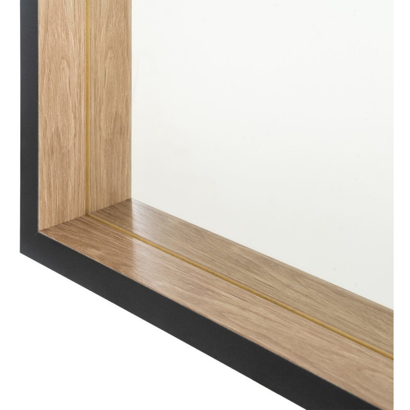 Miroir à poser moderne chic Carré 77x77 Naturel Noir Yaron 
