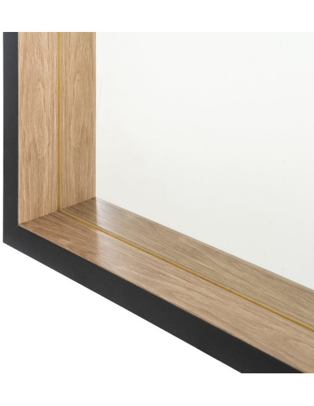 Miroir à poser moderne chic Carré 77x77 Naturel Noir Yaron 