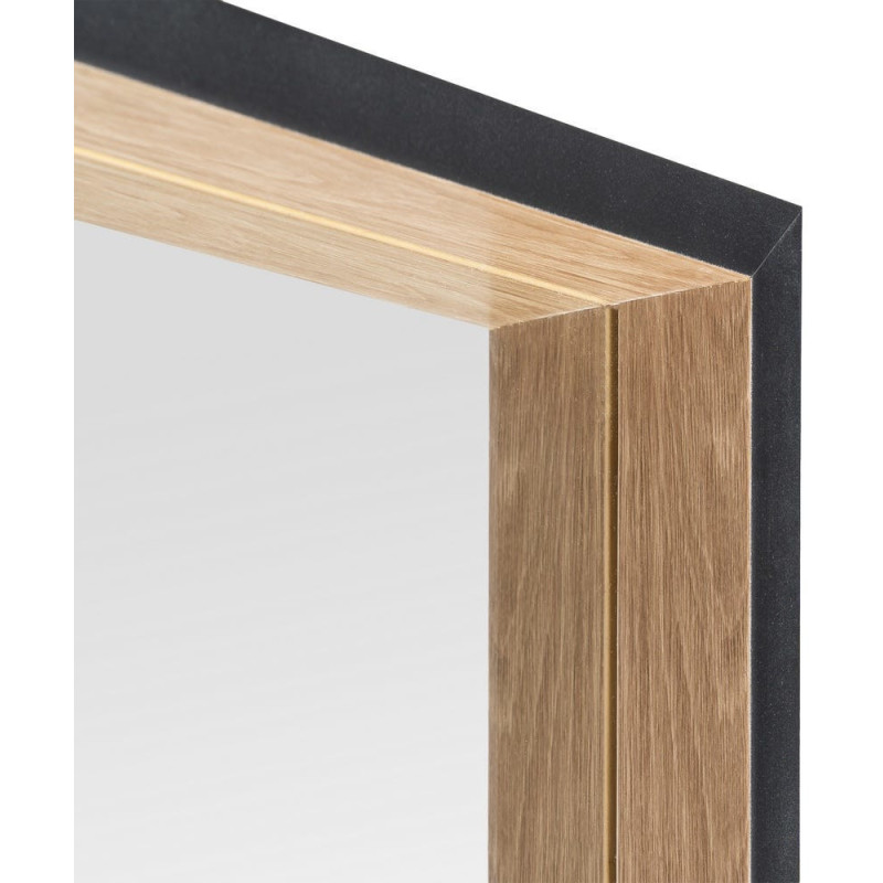 Miroir à poser moderne chic Carré 77x77 Naturel Noir Yaron 