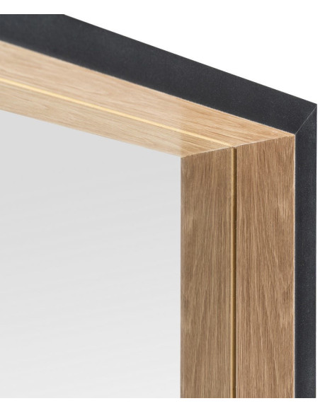 Miroir à poser moderne chic Carré 77x77 Naturel Noir Yaron 