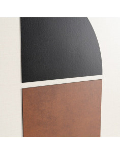 Grand Tableau mural imprimé & relief abstrait Terracotta & Noir Cadre MDF noir mat 152x52 Veyra - 1 2