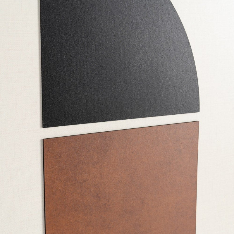 Grand Tableau mural imprimé & relief abstrait Terracotta & Noir Cadre MDF noir mat 152x52 Veyra - 2