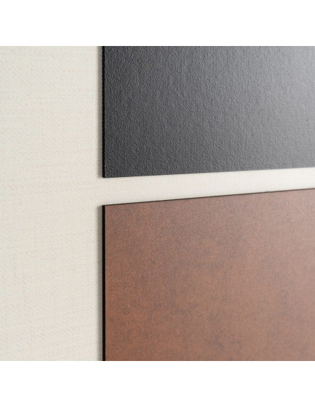 Grand Tableau mural imprimé & relief abstrait Terracotta & Noir Cadre MDF noir mat 152x52 Veyra - 3