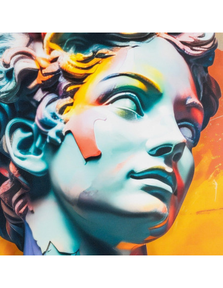 Grand Tableau mural sous verre 3D Buste grecque coloré Cadre MDF effet hêtre 123x83 Navya - 2