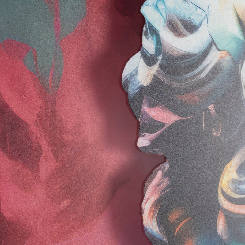 Grand Tableau mural sous verre 3D Buste grecque coloré Cadre MDF effet hêtre 123x83 Navya - 3