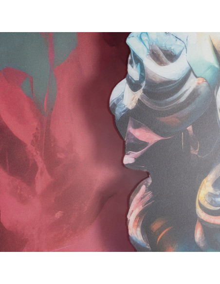 Grand Tableau mural sous verre 3D Buste grecque coloré Cadre MDF effet hêtre 123x83 Navya - 3