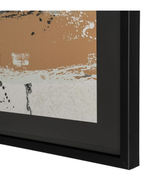 Tableau mural sous verre abstrait Noir Marron & Ocre Cadre MDF noir 73x73 Osvin 