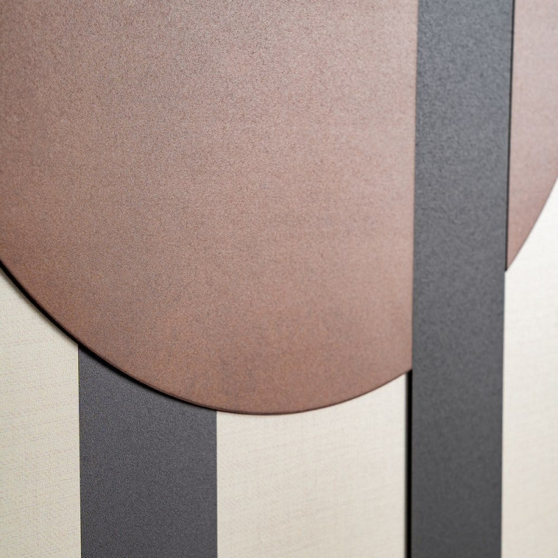 Grand Tableau mural imprimé & relief abstrait Terracotta & Noir Cadre MDF effet hêtre 152x52 Hirol - 3